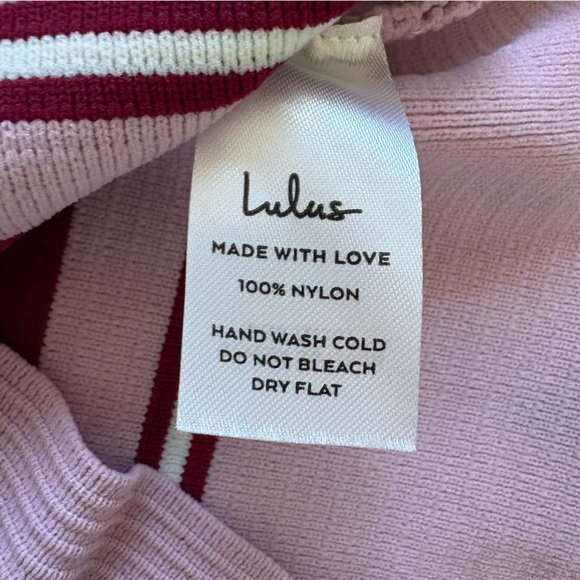 Lulus Lenore Red Pink Striped Ribbed Crop Top Tube Top Size Medium - Picture 5 of 5